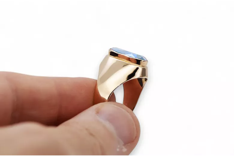 Vintage Ring Unikátny Aquamarine Originálny vinobranie 14K Produkt s Pink Gold VRC077R